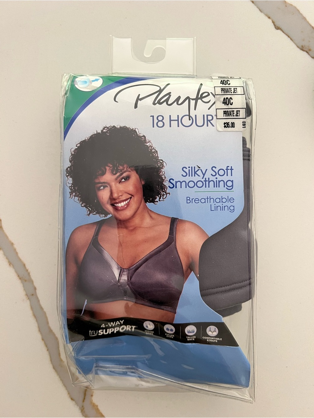 NIP Playtex 18 Hour Silky Soft Smoothing Bra in Charcoal Size 40C